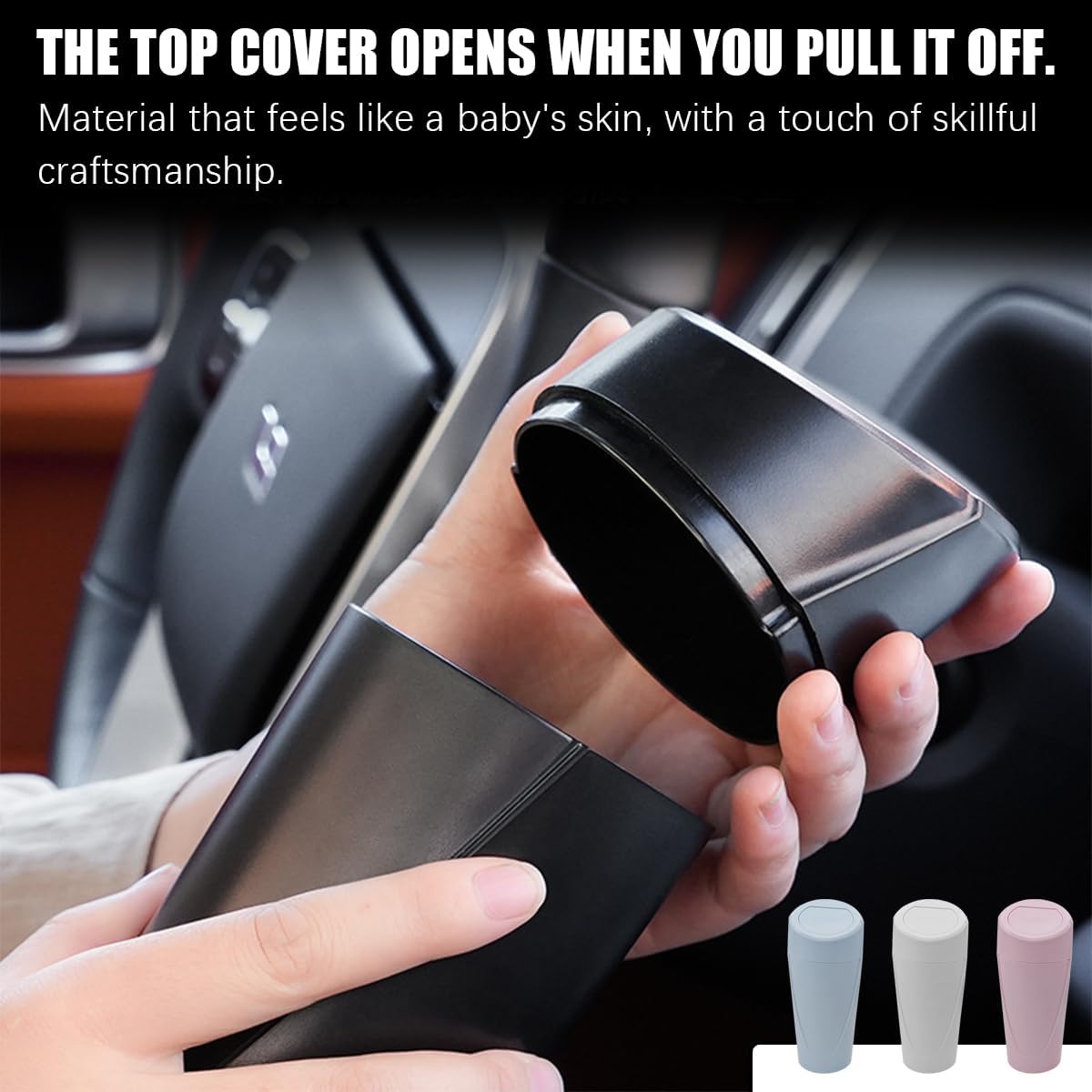 Osilly Car Trash Can with Lid, Mini Portable Leakproof Automotive Garbage Bin Multipurpose Organizers and Storage, Universal for SUV, Truck, RV, Home, Office, Kitchen, Bedroom and More(Black)