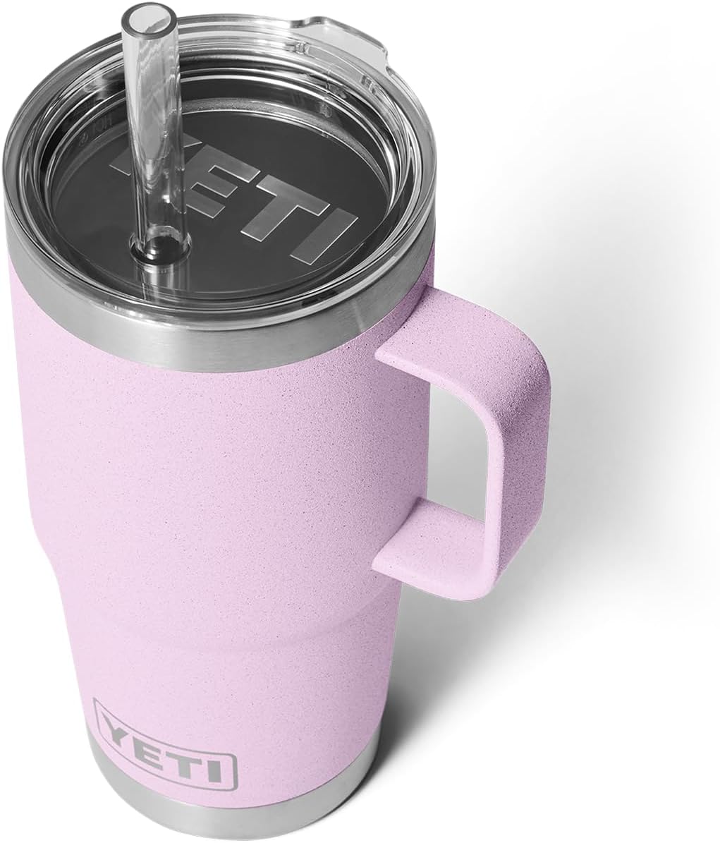 YETI Rambler 25 oz Straw Mug, Vacuum Insulated, Stainless Steel, Cherry Blossom