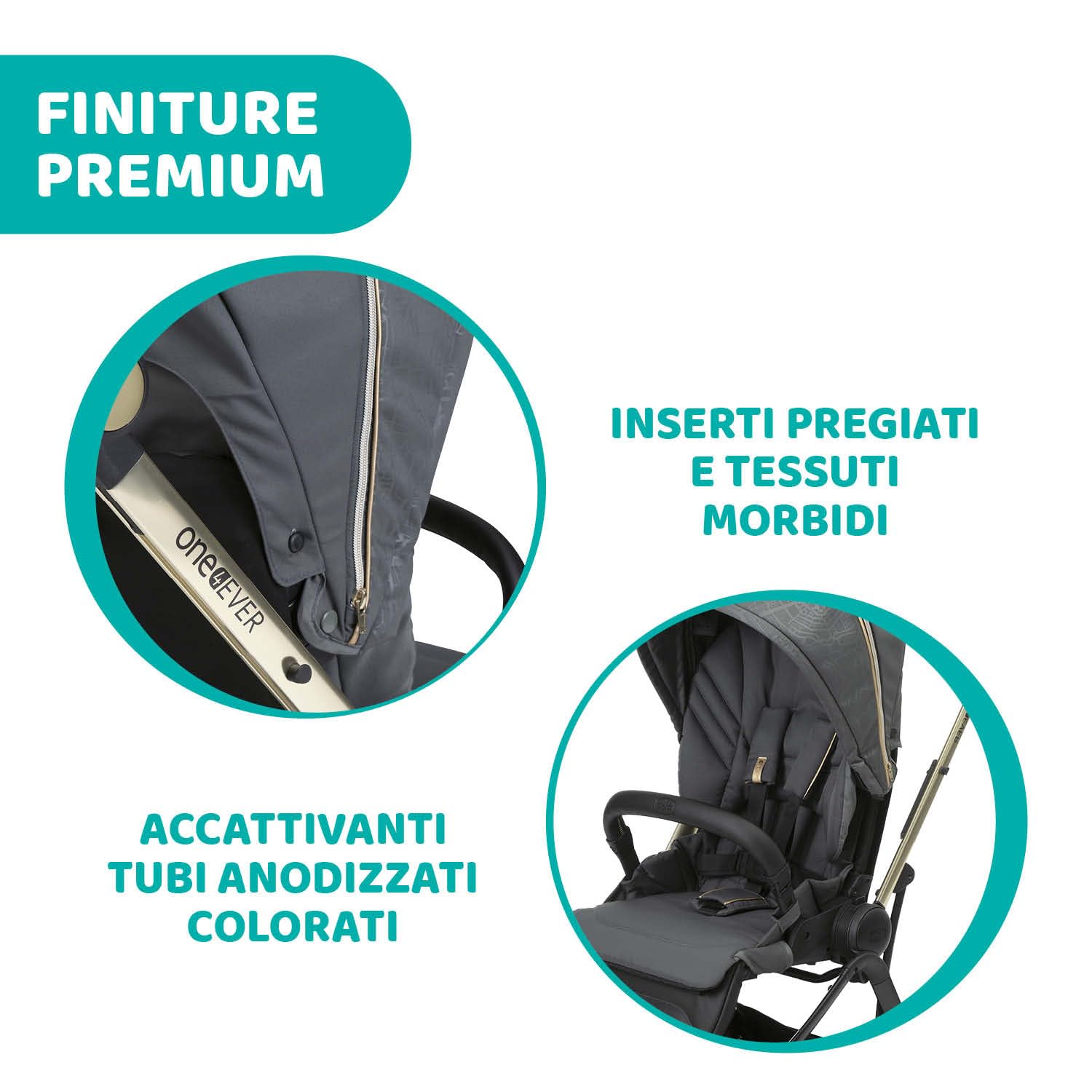 Chicco One4Ever Passeggino Leggero e Compatto, 0 Mesi a 4 Anni, Portata Max 22 kg, Pieghevole, Schienale Reclinable, Chiusura Automatica in 1 Gesto, Capotte Parasole e Parapioggia, Verde