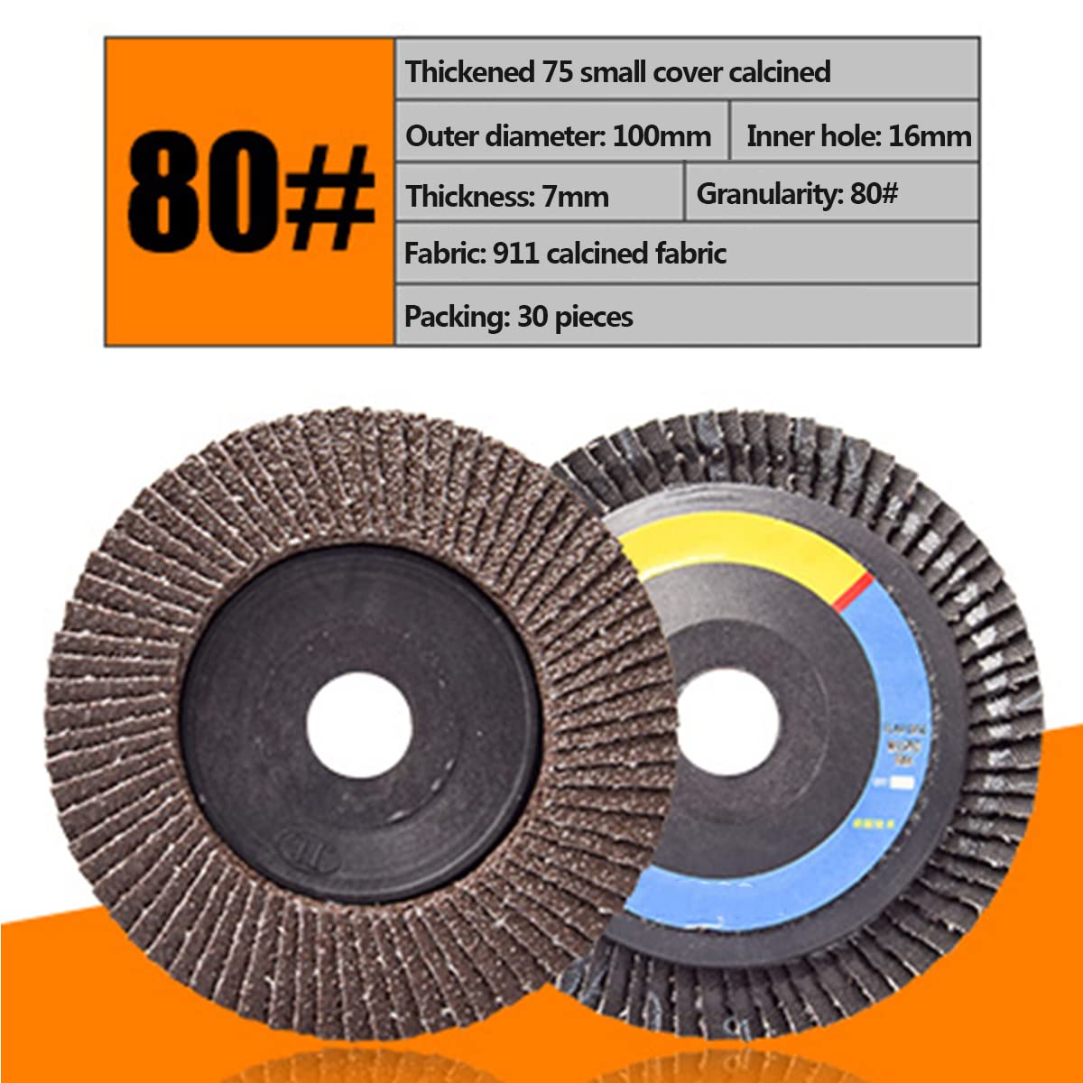 Discos abrasivos, Disco de lijado alta densidad for amoladora angular (30 unidades, grano 40, 60, 80 y 120), diámetro exterior 100 mm, del orificio 16 mm/grano 240(80 Grit)