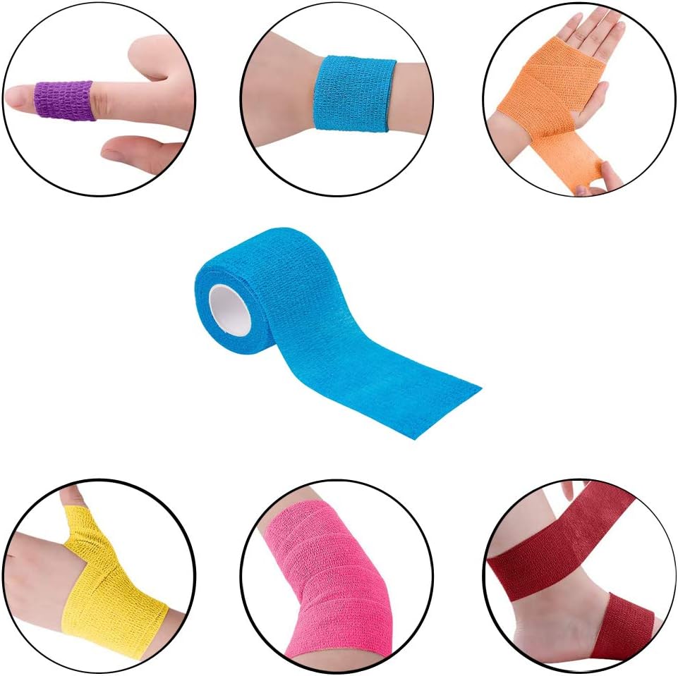 KISEER 30 Pack 2” x 5 Yards Self Adhesive Bandage Assorted Color Breathable Cohesive Bandage Wrap Rolls Elastic Self-Adherent Tape for Stretch Athletic, Sports, Wrist, Ankle (15 Colors) : Health & Household