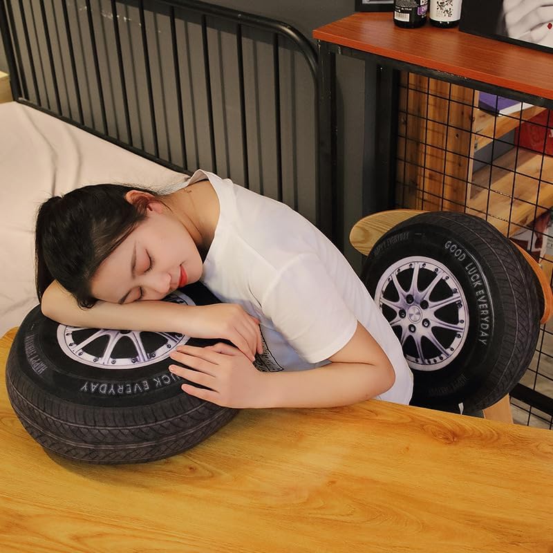 15.7''Large Tire Pillow, 3D Simulation Wheel Plush Pillow Car Tire Pillow, Tire Toy Race Car Pillows, Funny Bedroom Decor Race Car Party Birthday Gifts for Boys