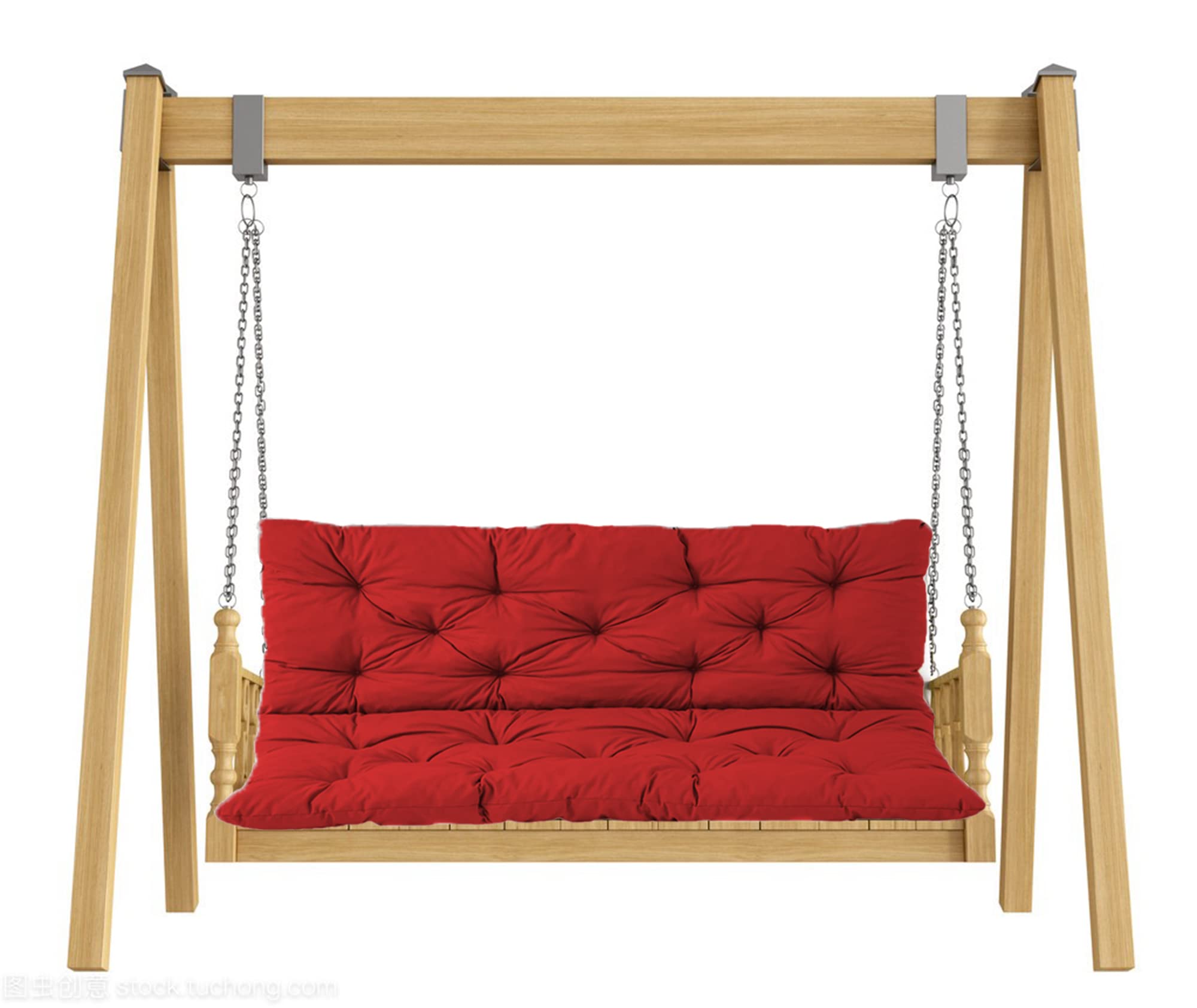 Dondolo da giardino in legno con schienale, 2-3 posti, comodi cuscini, perfetti per portico e giardino, design elegante rosso, 100 x 100 x 8 cm