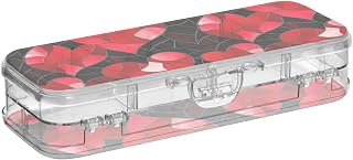 Stained Glass Heart Red Black Valentines Designed Plastic Box For Pencils Double Deck Storage Pens Case For Art Supplies With Snap Lid