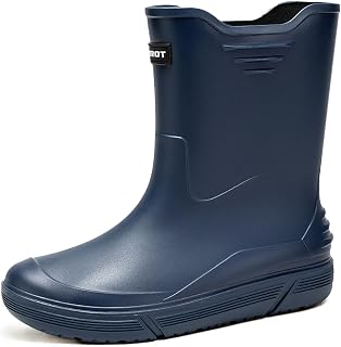 Rain Boots for Men Waterproof Rubber Boots Mid-Calf Anti-slip Garden Boots Comfort Lightweight Work Shoes Rainboot for Outdoor, Fishing, Hiking, Camping