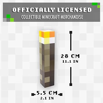 Minecraft Torch Light - Official Merchandise - 2 Light Modes, 2 Modes of Use, Battery Powered, Gift for Gamers