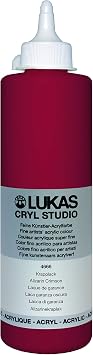 Lukas CRYL Studio Artist Acrylic Paint, Alizarin Crimson, 500 ml Bottle - High Pigment Acrylic Paints for Canvas Painting, Large Scale Works - Medium-Viscosity, Water-Mixable, Fast Drying
