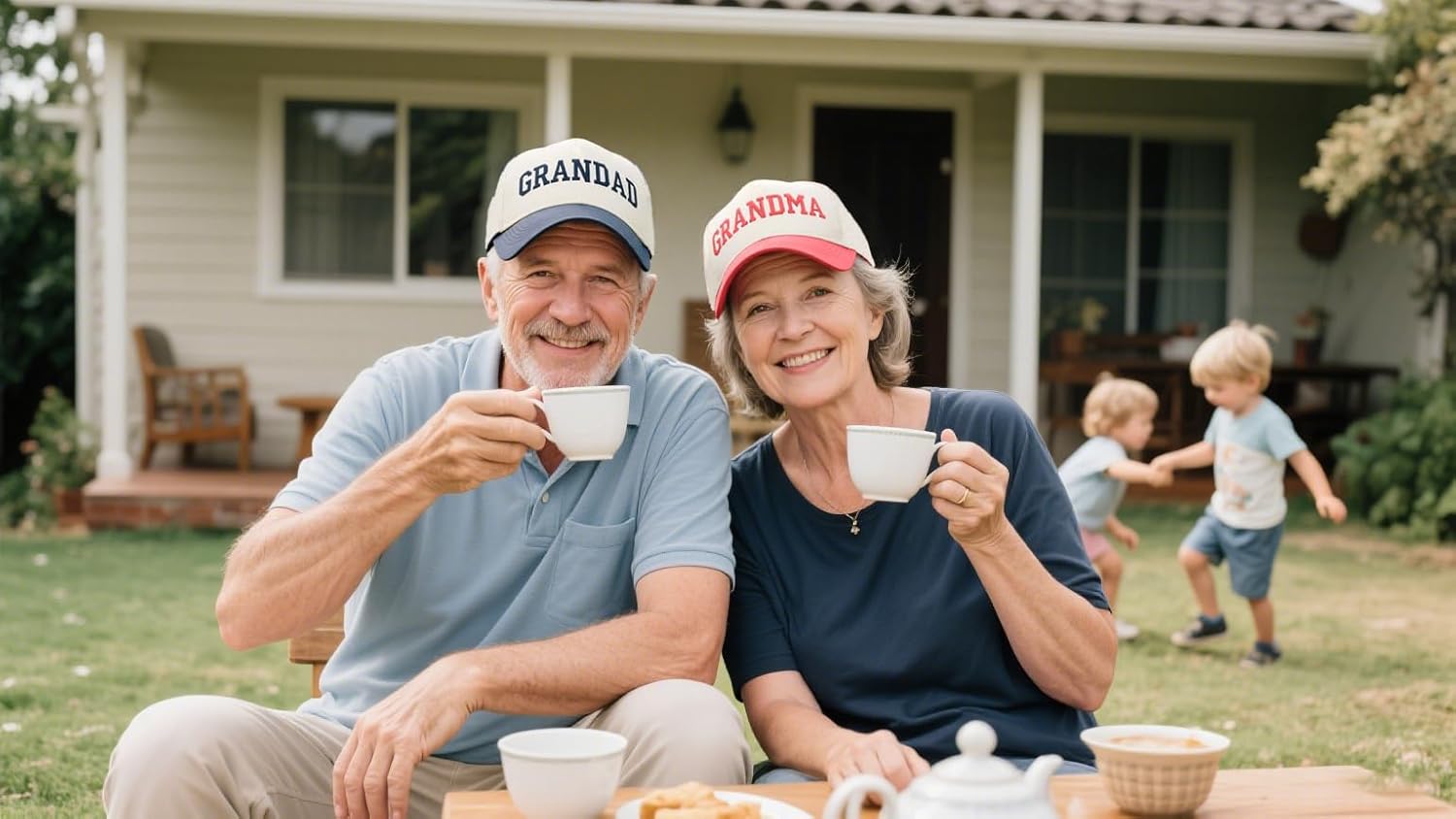 Grandma Grandpa Matching Trucker Hats for Men Women, Mother's Day Birthday Retirement New Grandparents Gfit from Grandkids Daughter Son, Adjustable Vintage Cotton Embroidered Baseball Cap