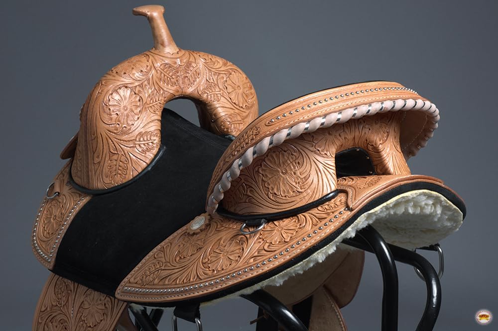 HILASON Western Horse Treeless Trail Barrel Saddle American Leather | for Horses