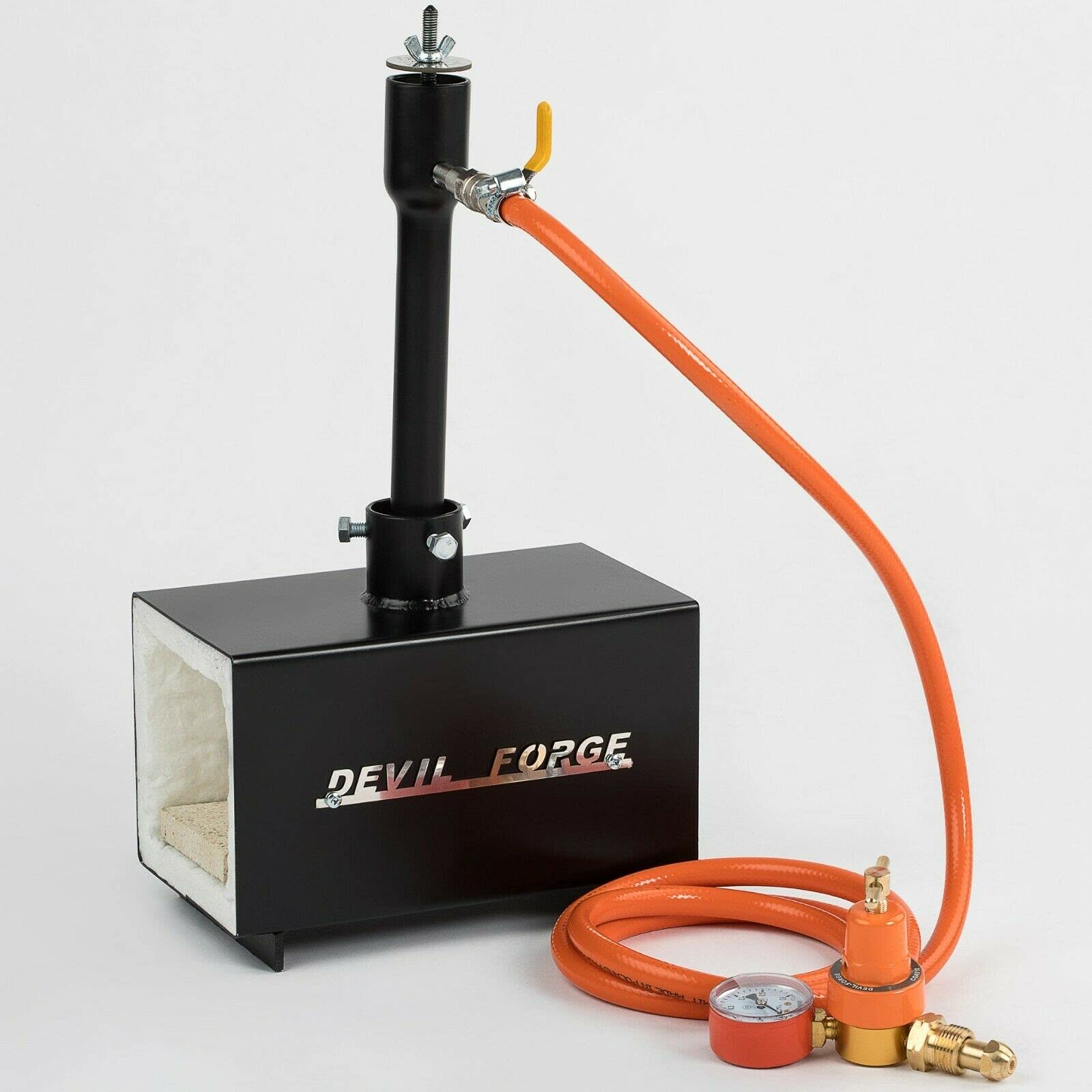 DEVIL-FORGE Forge à Gaz Propane modèle DFPROF1b avec 1 Brûleur DFP (80.000 BTU) pour Couteliers, Maréchaux-Ferrants et Forgerons, Fabrication Couteaux, Forgeage Métaux, Efficace et Économique