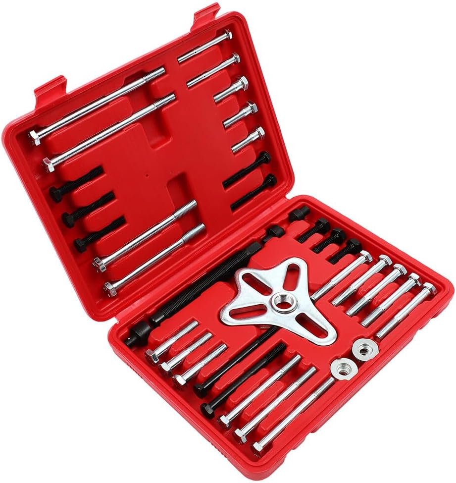 13pcs Harmonic Balancer Puller Set Steering Wheel Puller Kit Flywheel Puller Crankshaft Pulley and Gears Removal Set w/Case for Most Vehicles Pickups SUVs