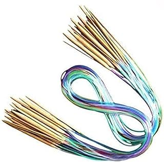 COPYLOVE 18 Pairs Circular Bamboo Knitting Needles Set with Colored Plastic Tube, 2.0mm-10.0mm Circular Knitting Needles Set for Weave (120cm)