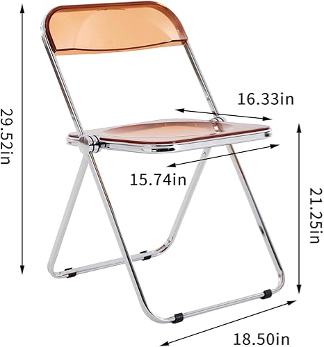 Miniatura 2 de JINS&VICO Silla plegable, silla transparente transparente, silla de camping de acero, asiento de sala de estar de plástico para sala de estar,