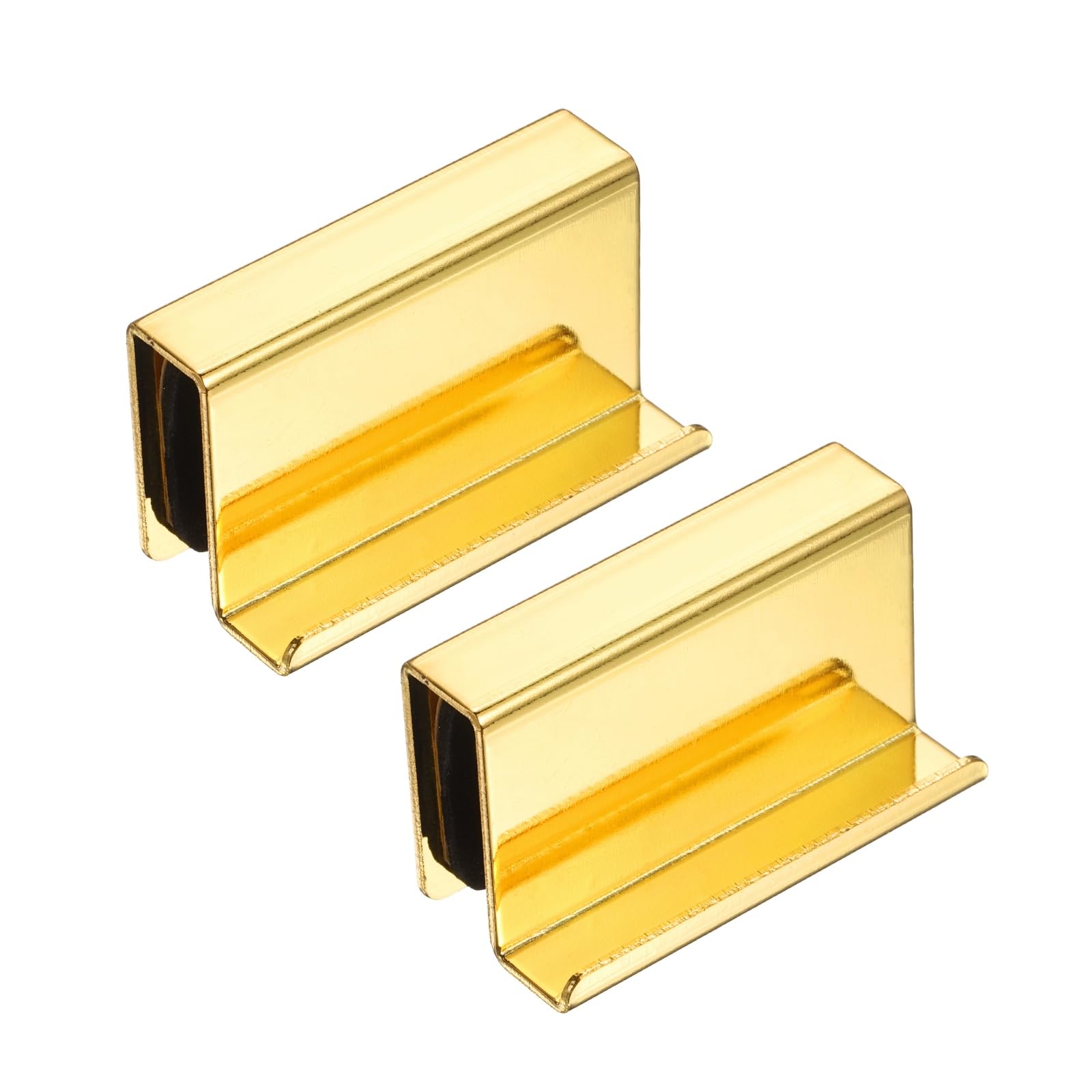sourcing map 2Pcs 1.6 Inch Glass Finger Edge Pull, Steel Window Display Door Clips, Concealed Cabinet Door Handle for Drawers, Wardrobes, Display Glass Case, Furniture, Gold — image 1