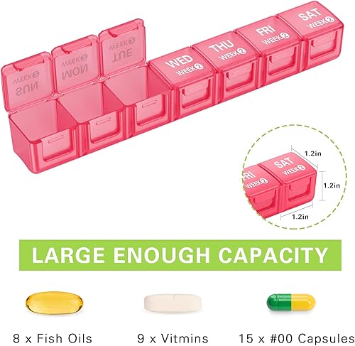 Miniatura 9 de TookMag - Pastillero organizador mensual grande para 28 días, organizador por semana, 4 semanas, 1 mes, con contenedor a prueba de polvo, para