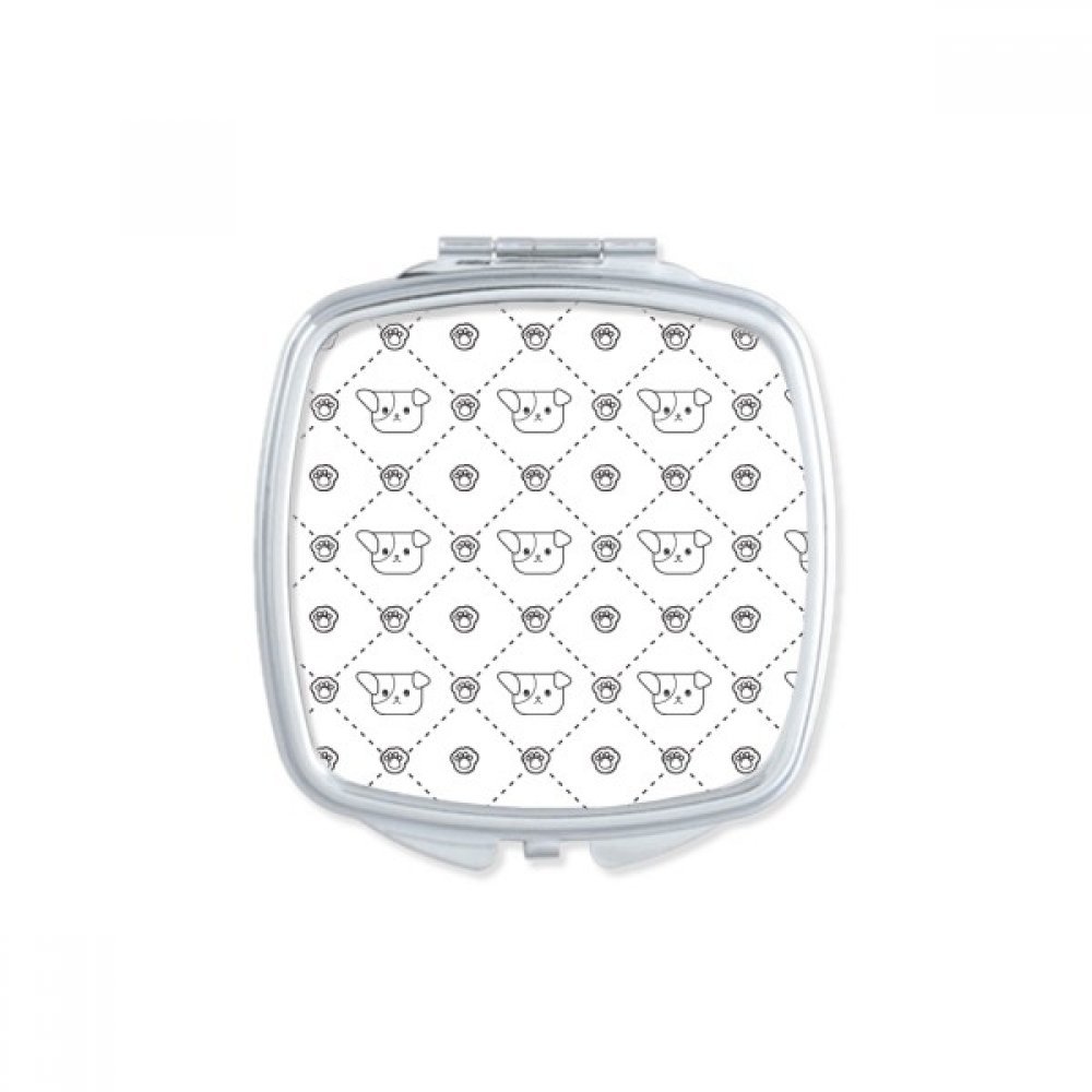 Miroir de poche de ligne dessin chien, mini format portable multicolore