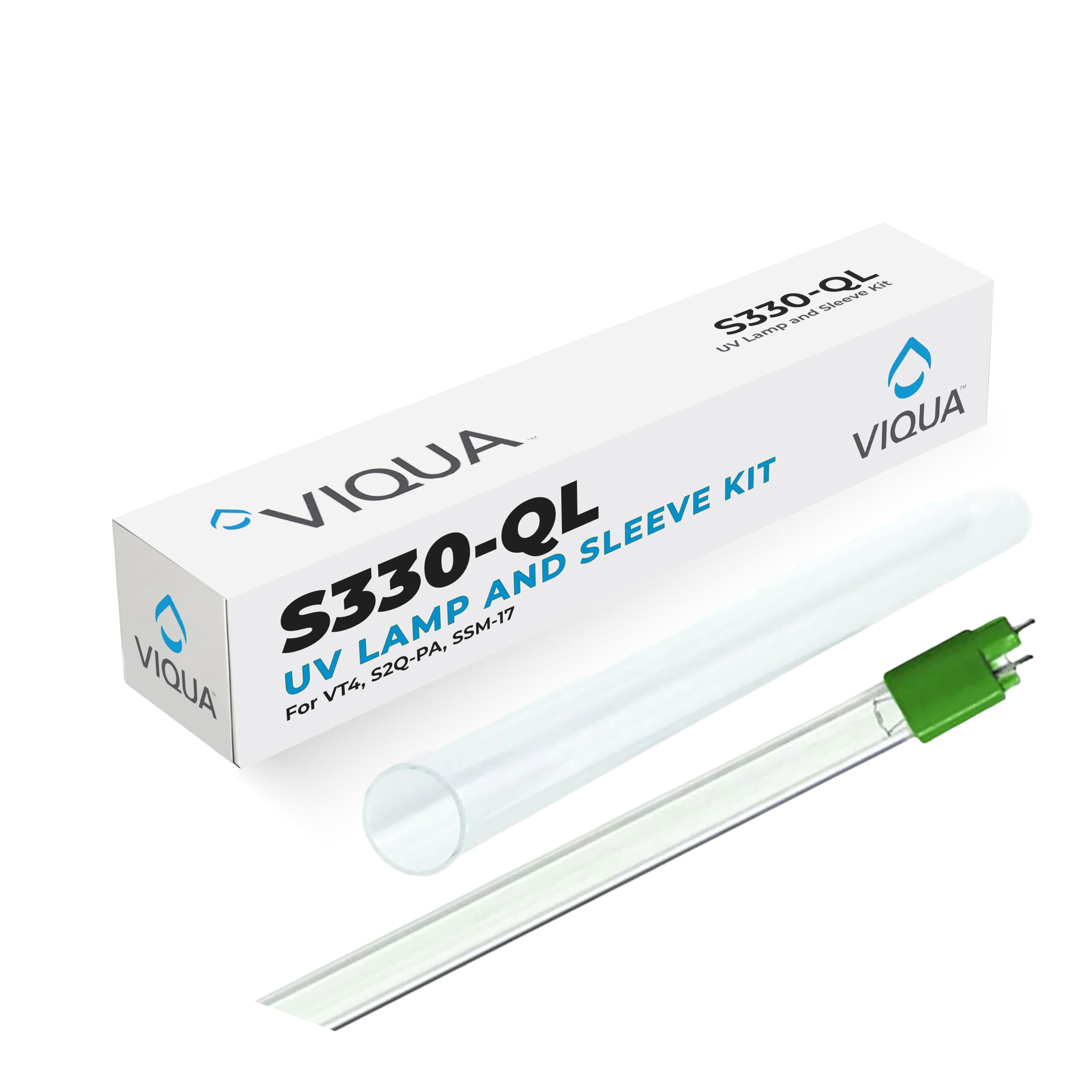 VIQUA S330-QL UV Lamp and Quartz Sleeve Combo Kit for VT4, S2Q-PA, SSM-17 Systems – Includes 1 Lamp, 1 Sleeve, 2 O-Rings – 12-Month Lamp Life