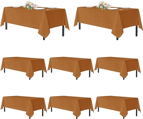 Miniatura 106 de sancua - Manteles blancos rectangulares, paquete de 8 manteles para mesas de 6 pies - Fundas de mesa lavables de poliéster para bodas, fiestas de