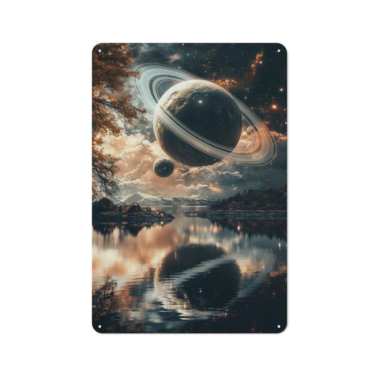 Junmoney Interstellar Dreamscape Vintage Metal Wall Decor 30X20cm, Tin Wall Sign For Restaurant, Kitchen, Counter Or Breakfast Nook