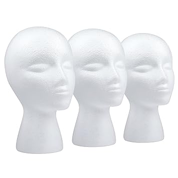 Styrofoam Head - Wig Stand? Manikin Head ?Glasses Hats Hairpieces Display Stand Holder For Home, Salon and Travel,3PCS