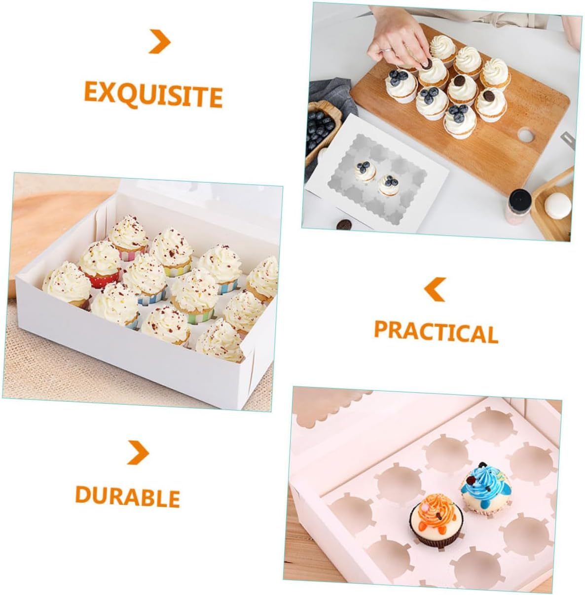 10pcs Muffin Cake Box with Window, White Cardboard Pastry Packaging Boxes for Cupcakes and Muffins, Bakery Food Storage Container for Birthday and Party Use
