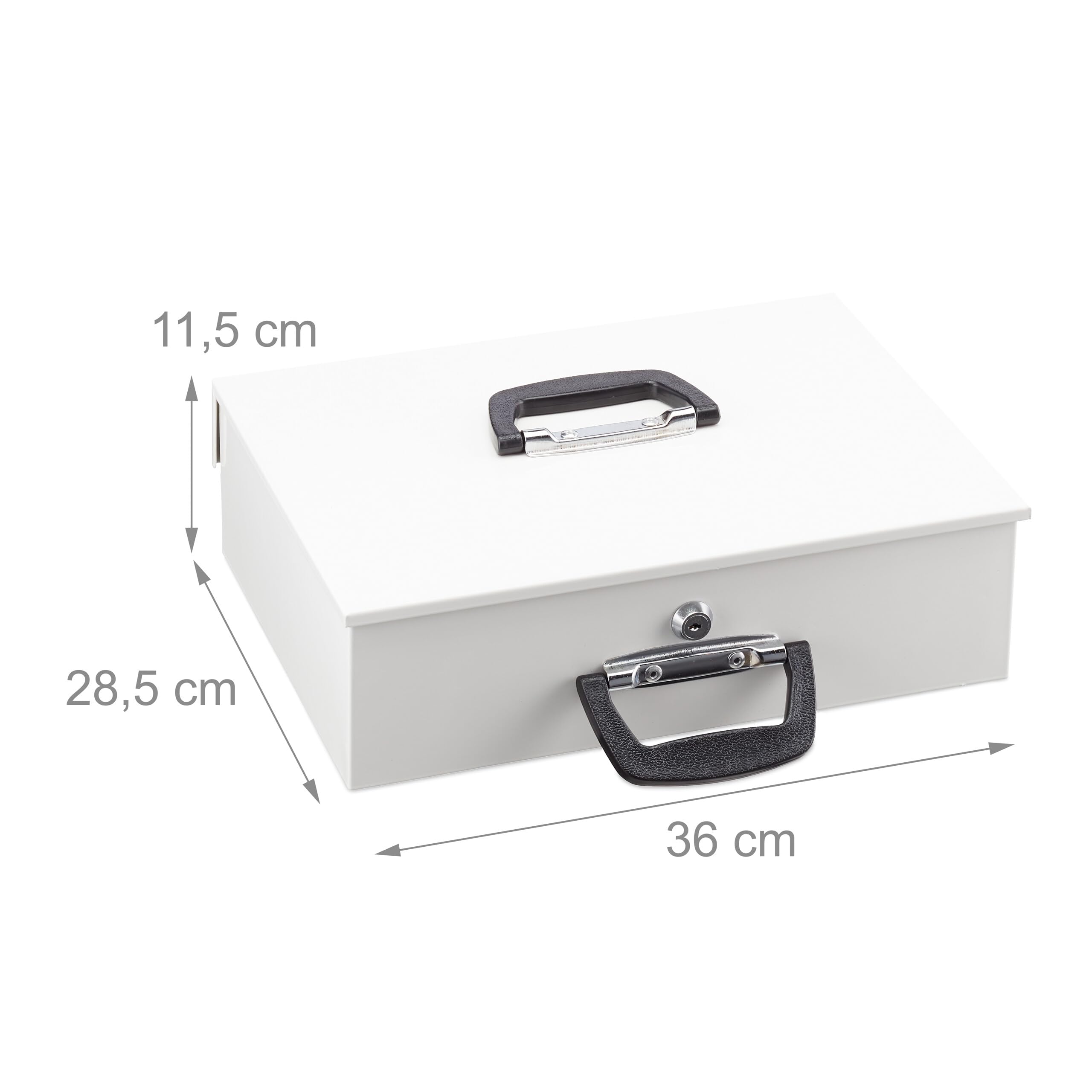 Relaxdays Caja de Dinero con Contador de Monedas, Cerradura con Llaves, de Hierro, 11,5 x 36 x 28,5 cm, Blanco