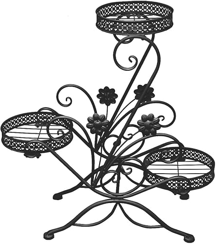 Miniatura 4 de Cre Cra Soporte para plantas de 3 niveles, estantes de metal para flores, soporte de exhibición de plantas para interiores y exteriores, soporte