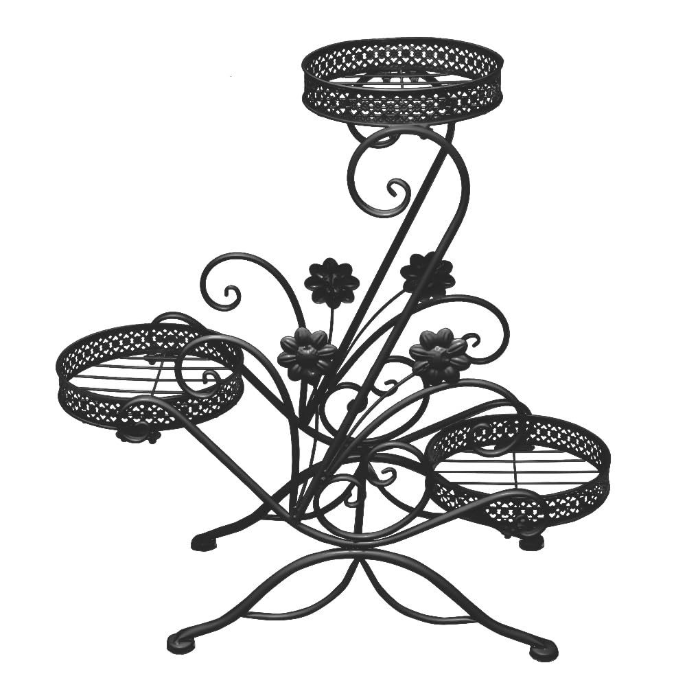 Supporto per Piante in Metallo,3 Livelli Supporto per Vaso,Scaffale per fiori,scaffale portavasi,stand per piante in ferro,supporto piante,Porta Piante per Interni,Esterni,Balcone,giardino