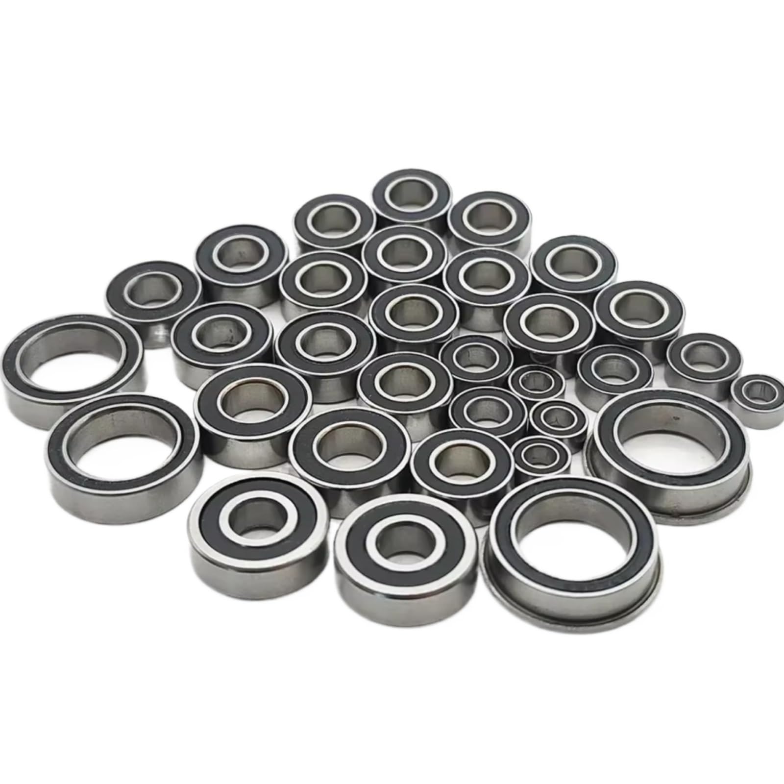 Rodamientos Auto RC para Vaterra para Twin para Hammers 1/10 32 Piezas Kit De Rodamientos De Acero Cromado Preengrasados Sellados con Goma Negra Piezas De Mejora para Coche RC