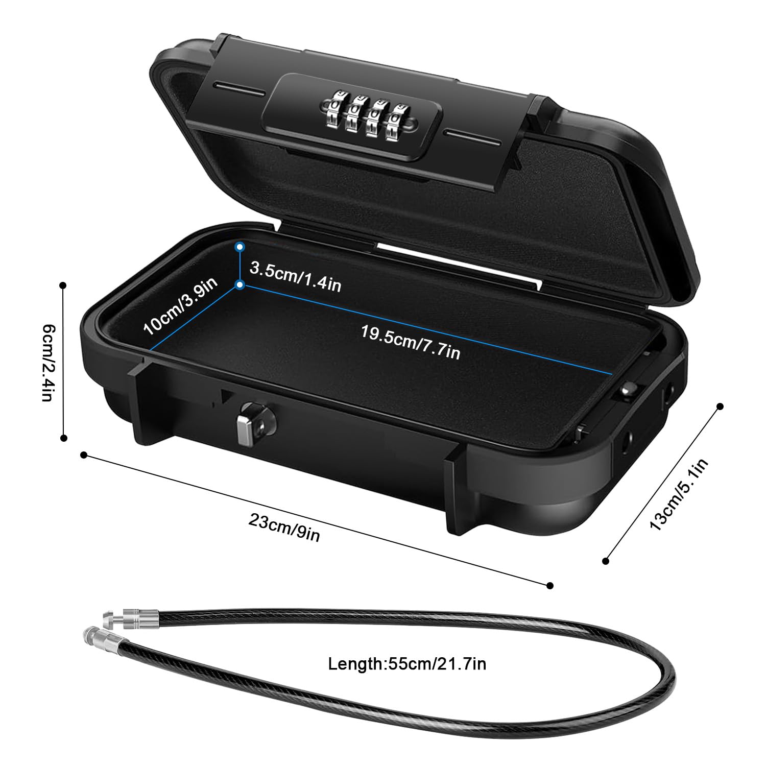 Portable Cash Box, Four-Digit Code Lock, Water & Rust Proof, 235