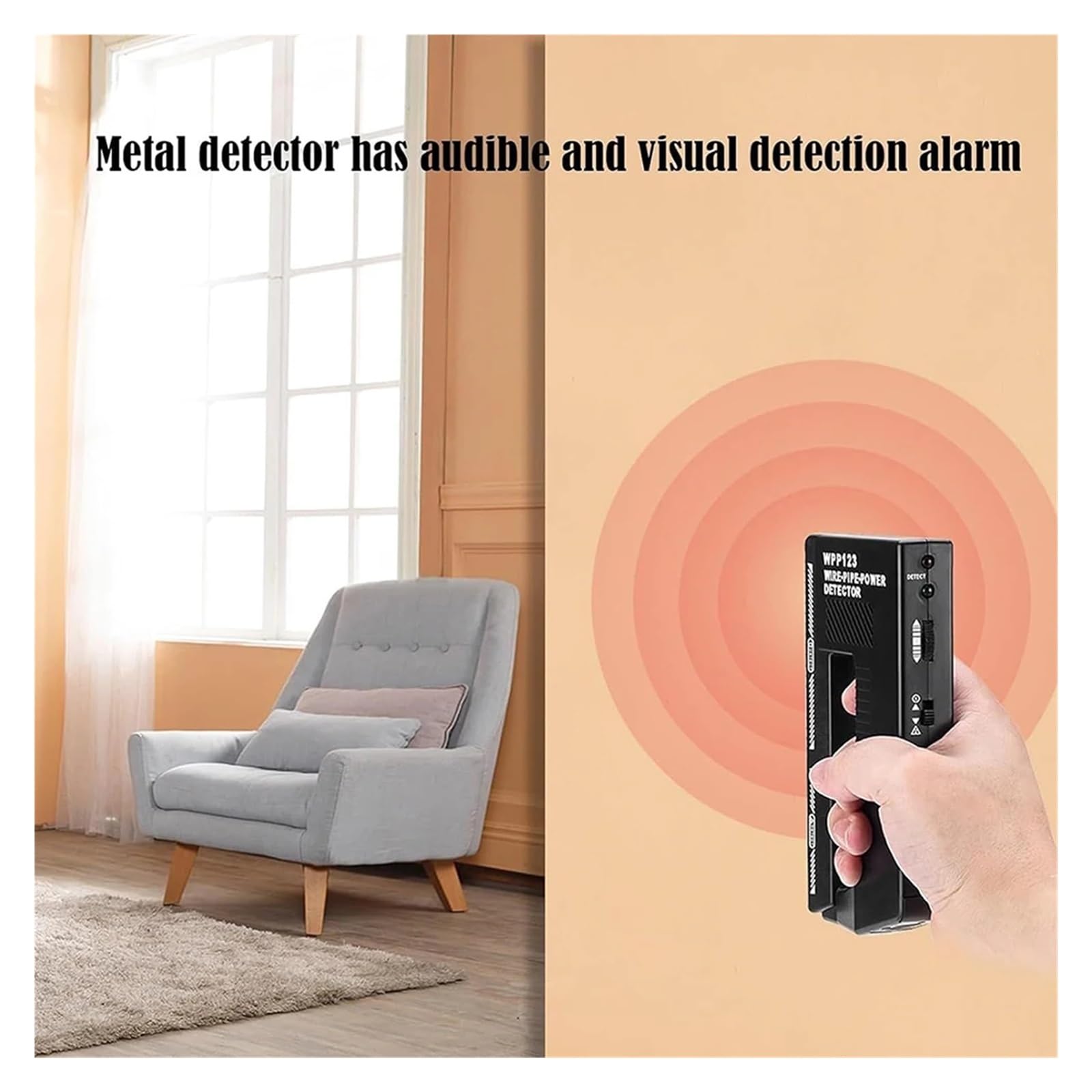 WPP123 Wire Pipe Power Detector Metal Detector Pointer AC Wire Metal Detection Metal Detector Alert Pipe Power High Sensitivity