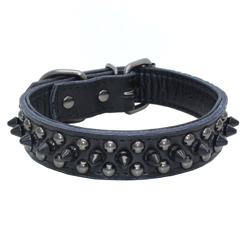 Dogs Kingdom Hundehalsband Aus Weichem Leder Mit Nieten - Verstellbar, Für Kleine Bis Große Hunde, 25-61 Cm, Weiß