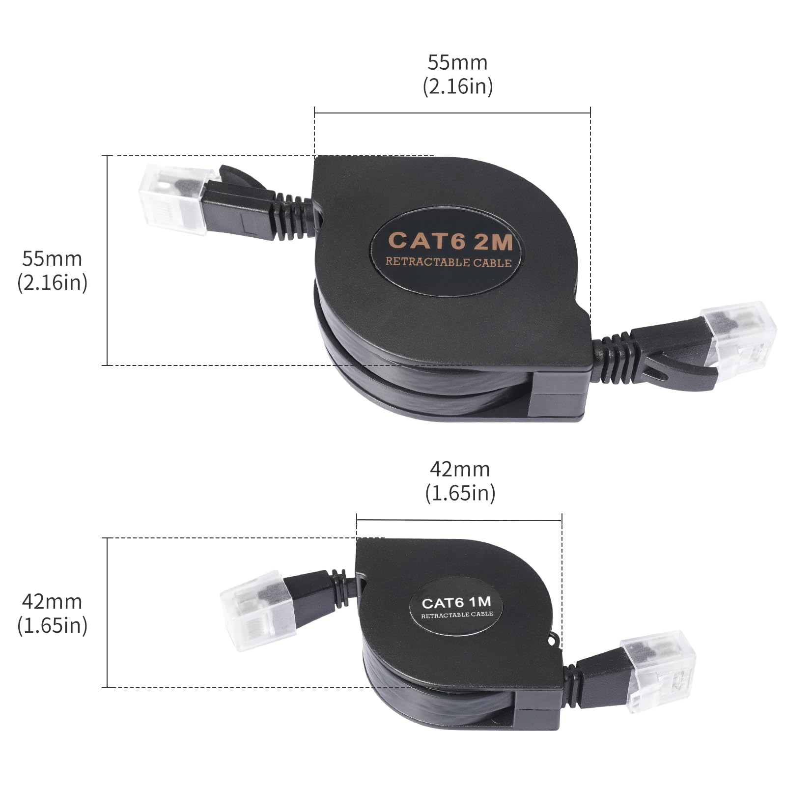 Cat6 einziehbares flaches Ethernet-Kabel, 91 cm, verwicklungsfreies und platzsparendes Cat-6-LAN-Kabel für Router, Laptop, Modem, 2 Stück