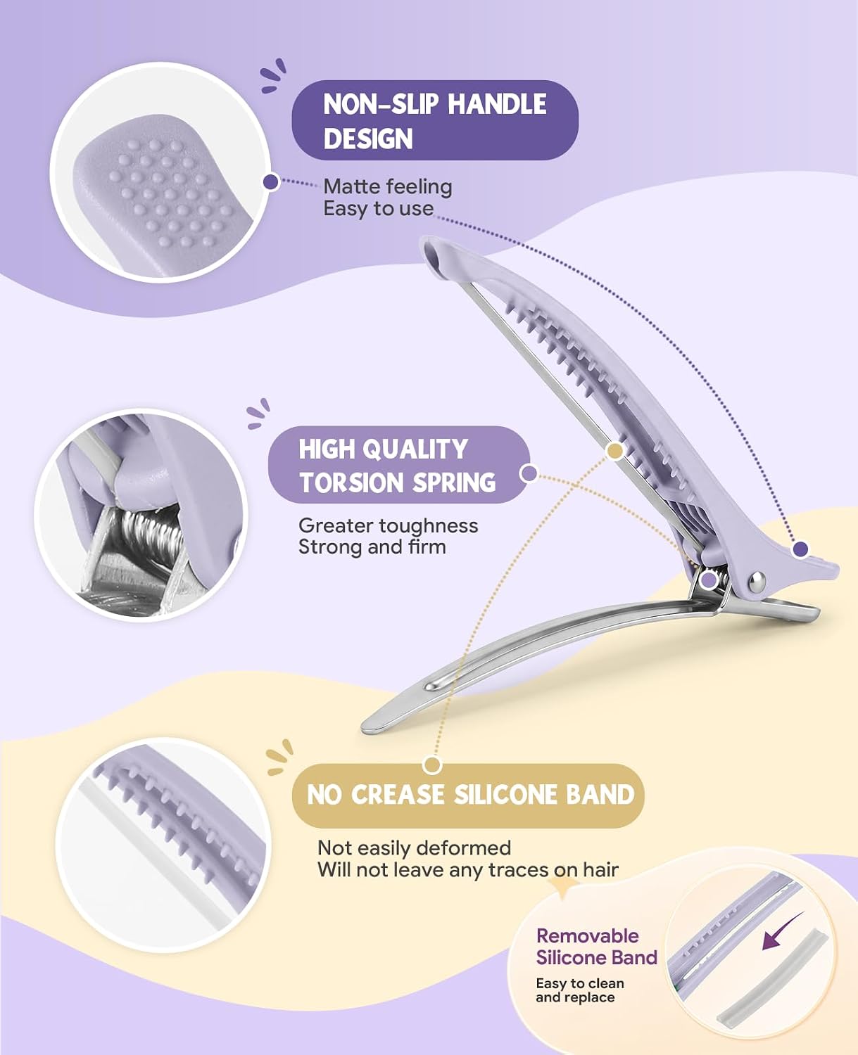 AMIZO Hair Sectioning Clips, 12 Pack Duckbill Hair Clips