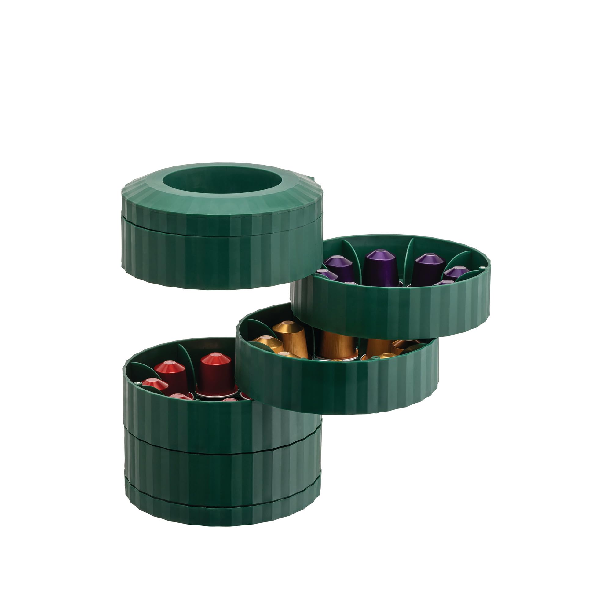 Alessi Plissé MDL19 GR - Contenitore Portacapsule Nespresso a 5 Piani Rotanti, in Resina Termoplastica, Verde