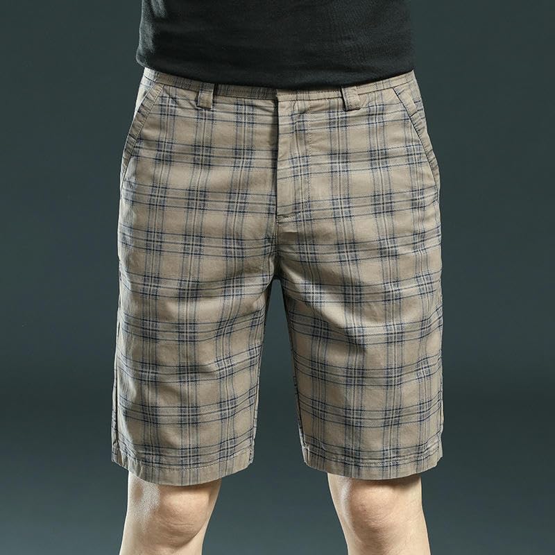 Men's Casual Plaid Shorts Breathable Summer Waist Casual Mid-Length Thin Outdoor Shorts