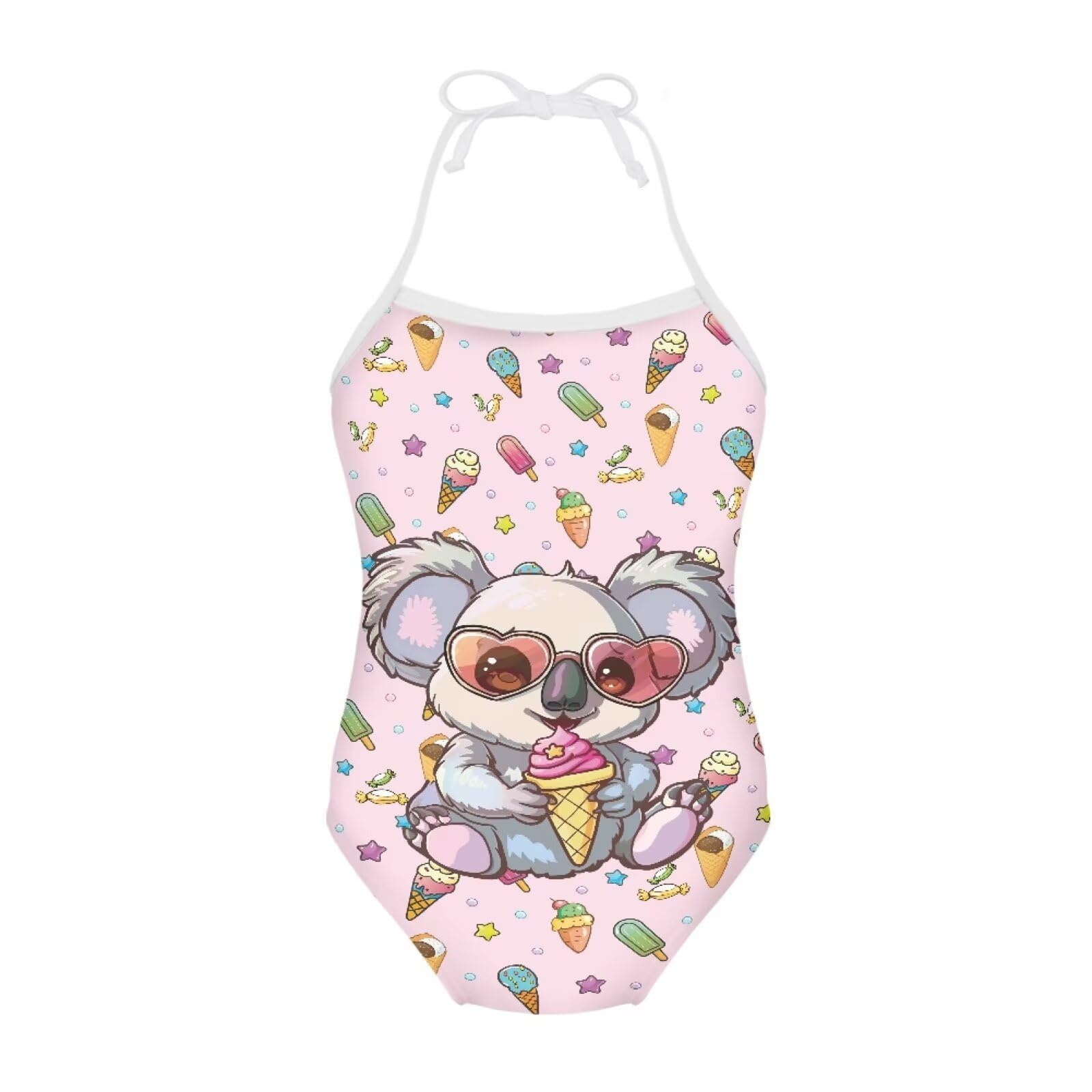 Girls One Piece Swimsuit Beach Bathing Suit Toddler Floral Halter Straps Swimwear for 1-10 Years