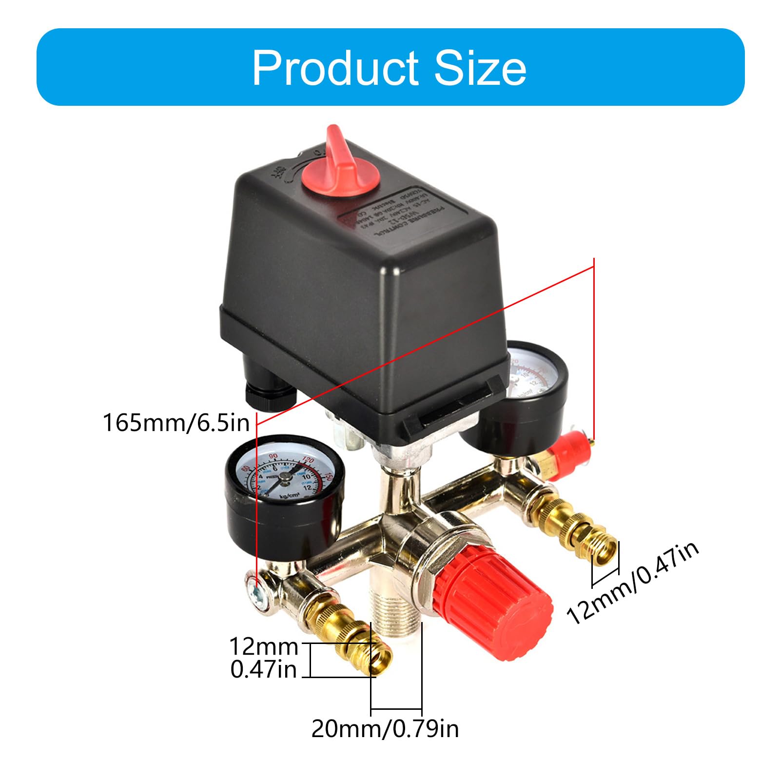 Valvole regolabili di grado industriale con doppi calibri Doppio Display Pressione Rubinetto di controllo Fissaggio rapido per sistemi di tubi Kit valvole di controllo della pressione