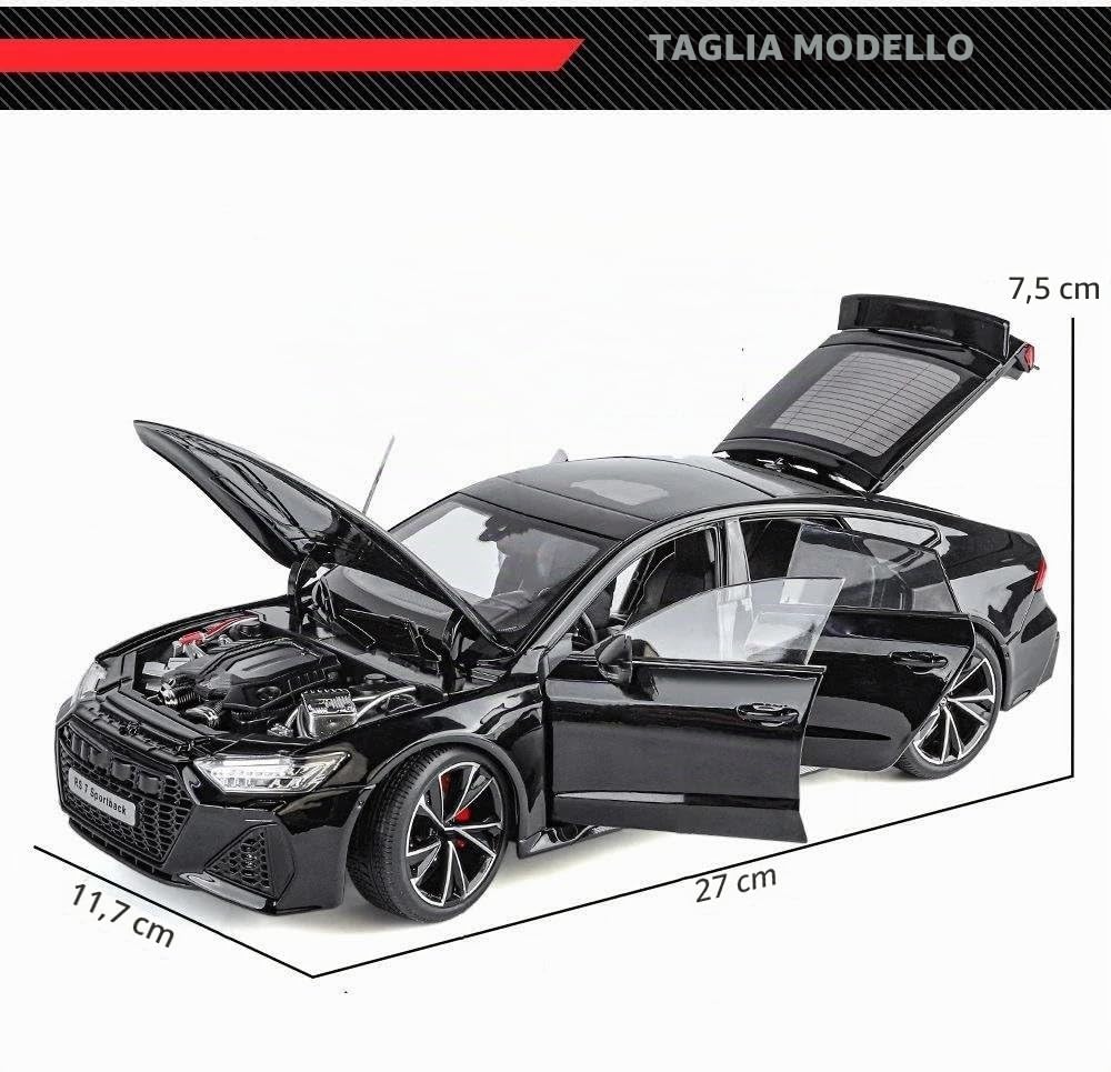 1:18 per AUDI RS7 Chiave Telecomando Versione Lega Modello di Auto Sportiva Pressofuso in Metallo Veicolo da Corsa Suono Luce Batteria non inclusa(Gray)