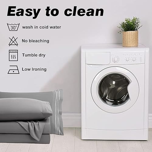 Miniatura 7 de REDASW Juego de sábanas de microfibra súper suave de doble cepillado de 16 pulgadas, 4 piezas, 1800 hilos, refrescantes, transpirables, resistentes