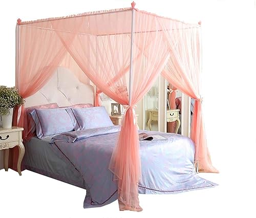 Miniatura 1 de Mengersi Cortinas para las 4 esquinas de la cama, para poste, toldo con marco para decoración de dormitorio