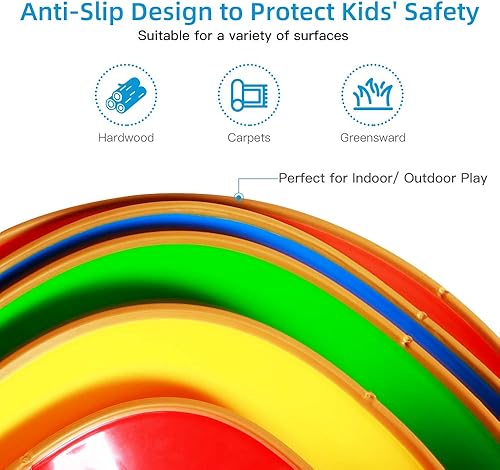 Miniatura 5 de OMNISAFE Piedras de equilibrio para niños, superficie texturizada antideslizante y bordes de goma, juguete de carrera de obstáculos para interiores