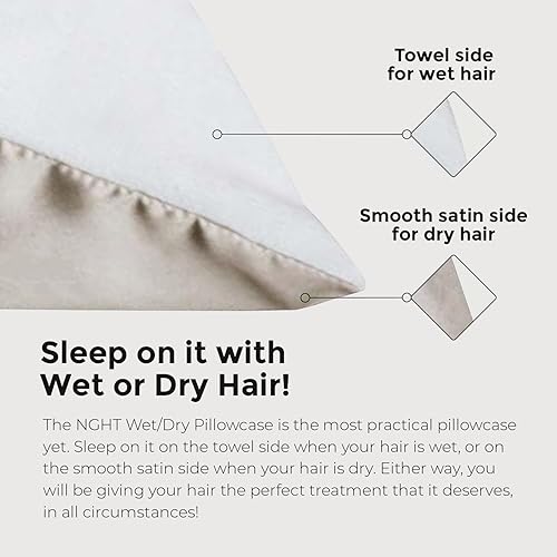 Miniatura 2 de Funda de almohada reversible MEND húmedaseco suave sensación de seda satinada para la piel y el cabello en un lado, toalla de rizo para secar el