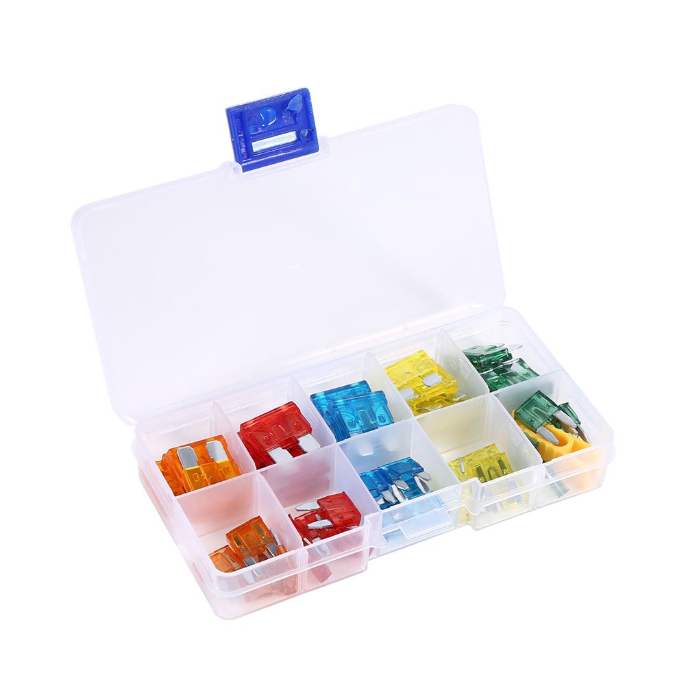 TOUISEDGI 50pcs Assortment 5A 10A 15A 20A 30A Car Blade Fuse With Clip Auto Standard and Mini Fuse Kit Universal Zinc Alloy Bright Color Easy Identification