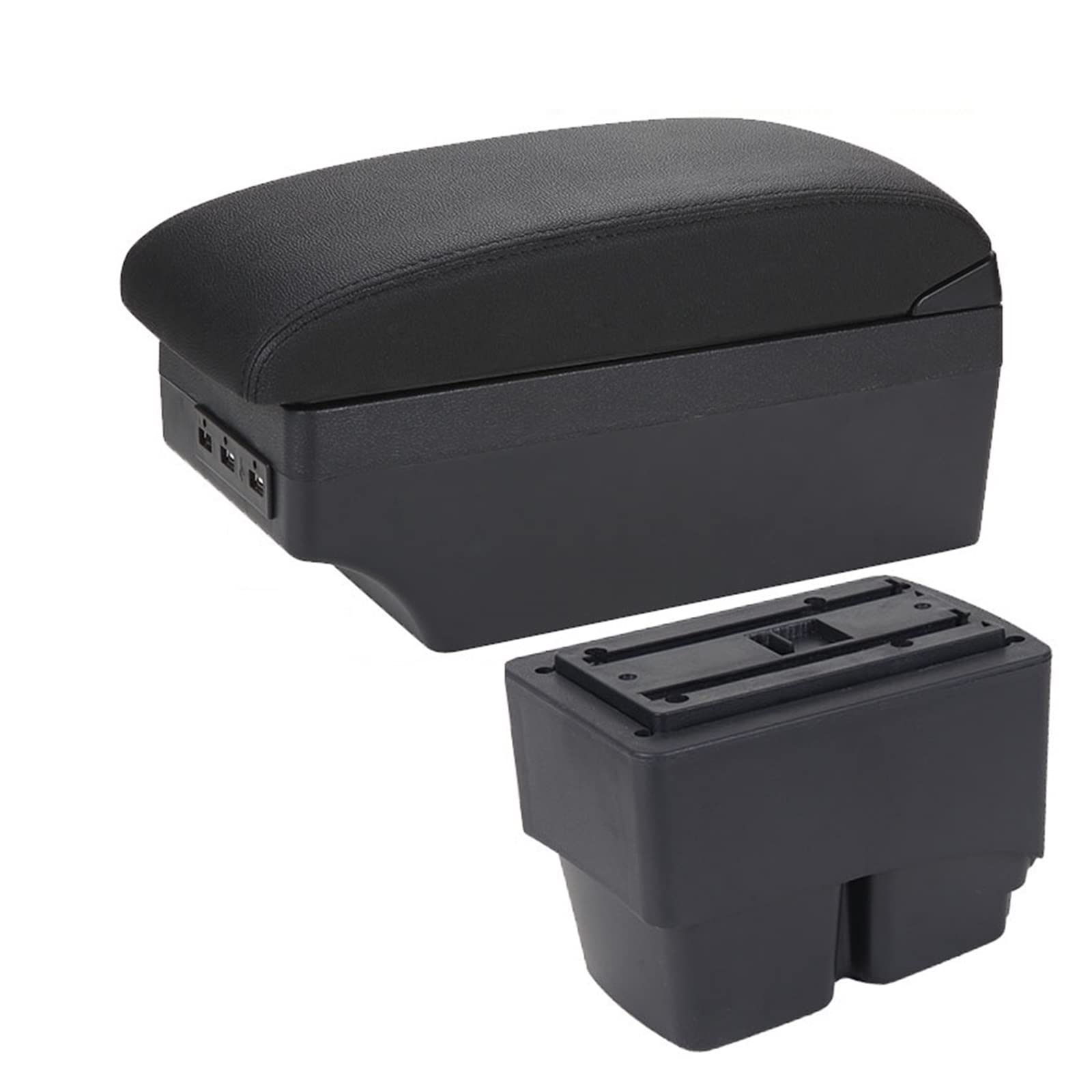 Baiqimv For Ford For Fiesta MK7 Car Armrest Box Car Armrest Storage Box Interior Details Accessories Easy Installation 2009-2017(A2 Black line 7USB)