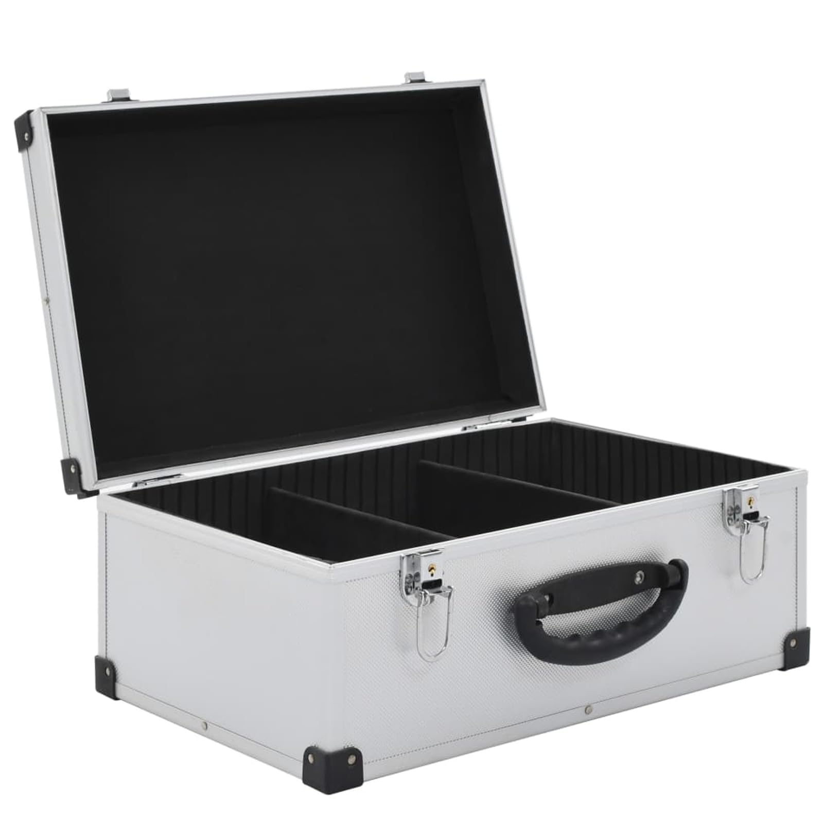 Gecheer Estuche de CD de Aluminio con Cerradura - Organizador de Discos con Llaves - 43 x 29,5 x 18,5 cm - Plateado Modelo YHSLRZJ-91856ES