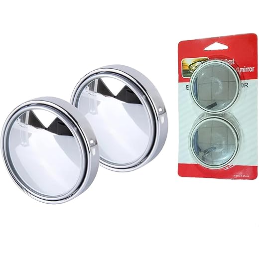 HD Glass Frame Round Convex Blind Spot Mirror - Pack of 2