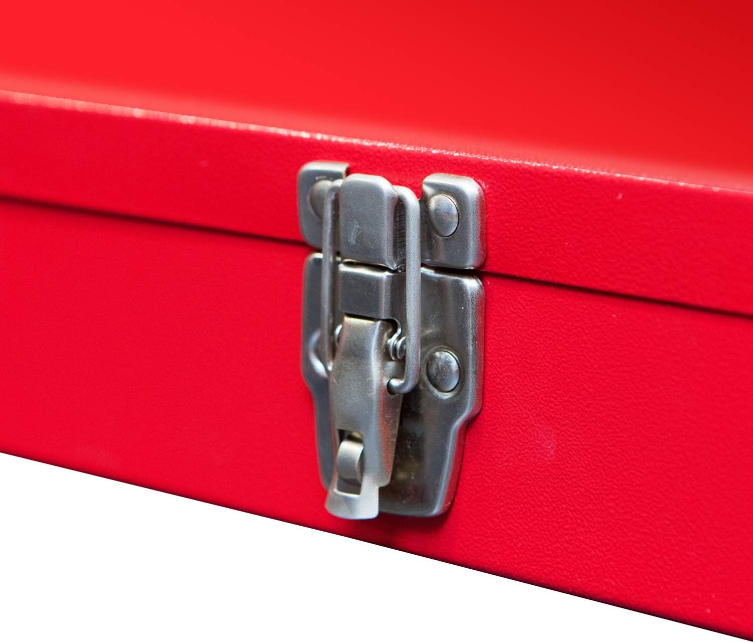 BIG RED TB102-1 Torin Caja de herramientas portátil de acero: estilo de techo a cadera de 16 pulgadas con cierre de pestillo de metal, rojo