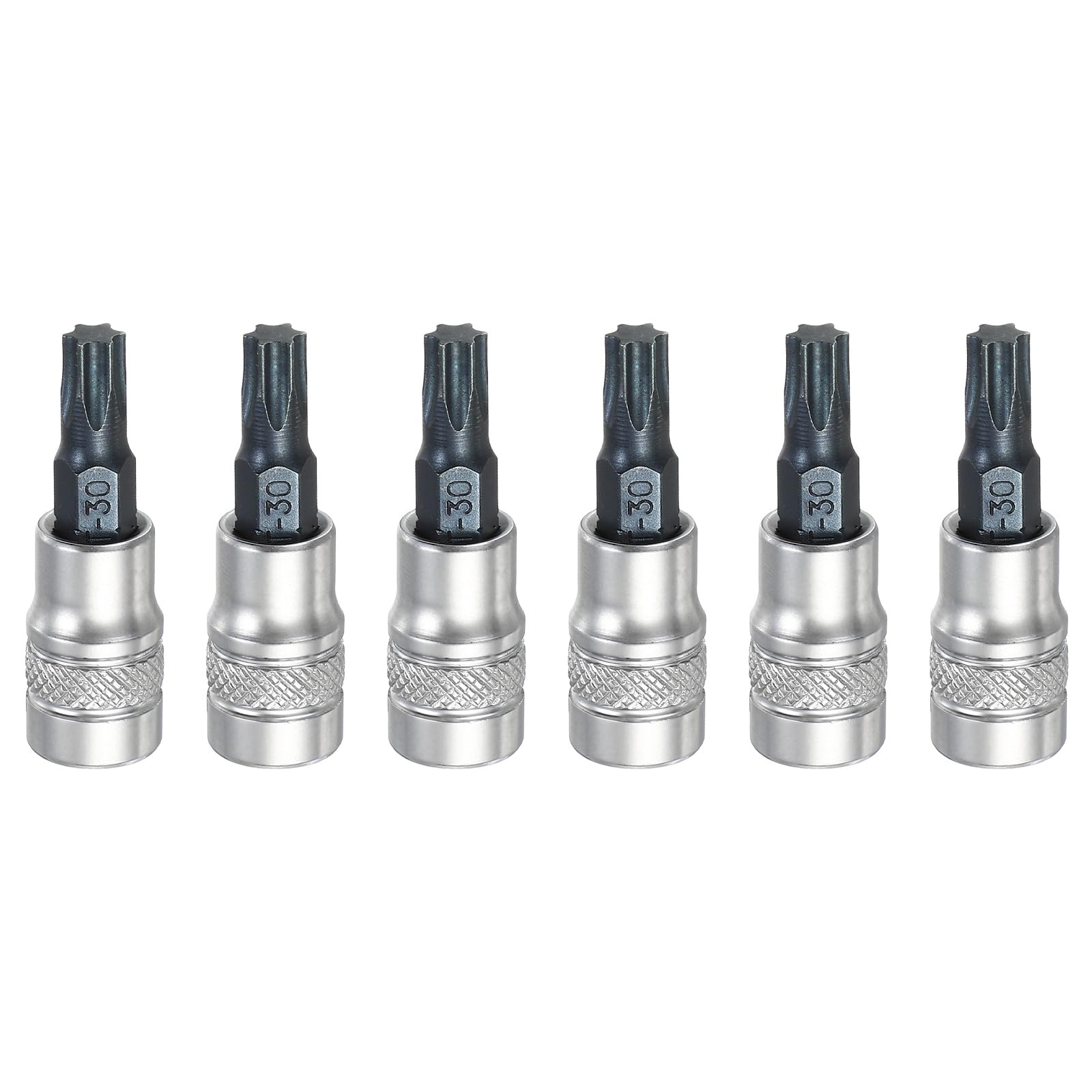 sourcing map 6Pcs Torx Bit Socket 1/4" Drive T30 S2 Steel Star Head Screwdriver Drill Bits CR-V Steel Socket Adapter for Home Auto Axle Hex Nuts Bolts Repair