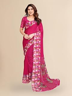 ANAND SAREES Women's Printed Georgette Saree With Unstitched Blouse Piece Price In India